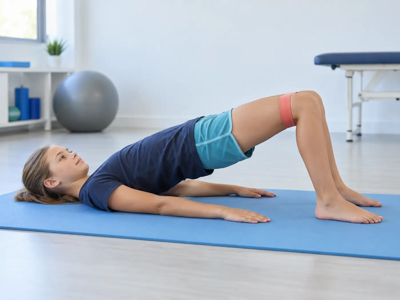A calm body and movement exercise: Glute Bridge with Miniband