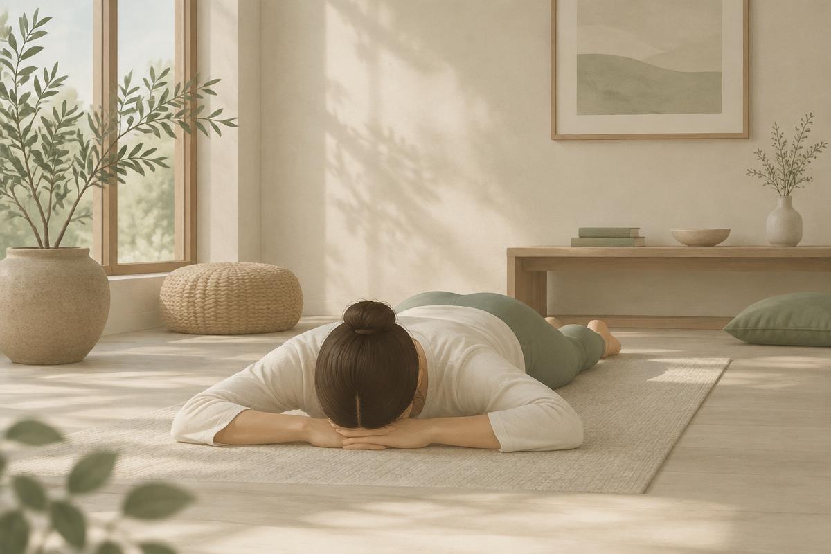 A calm body and movement exercise: Crocodile Breathing (Prone)
