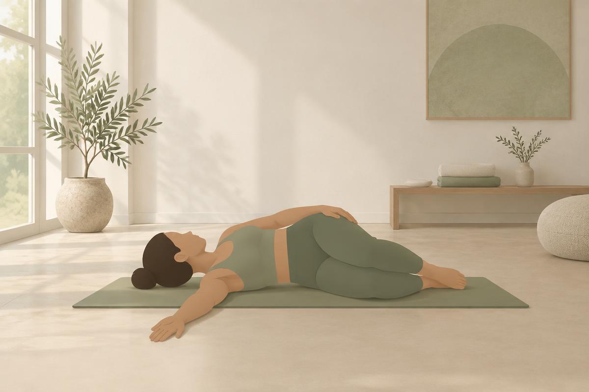 A calm body and movement exercise: Open Book — Thoracic Rotation